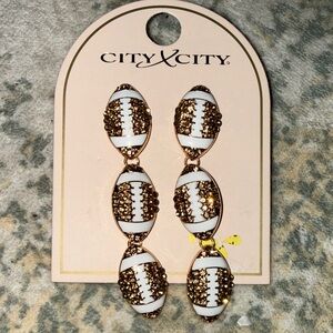 Sparkly Football Dangle Earrings